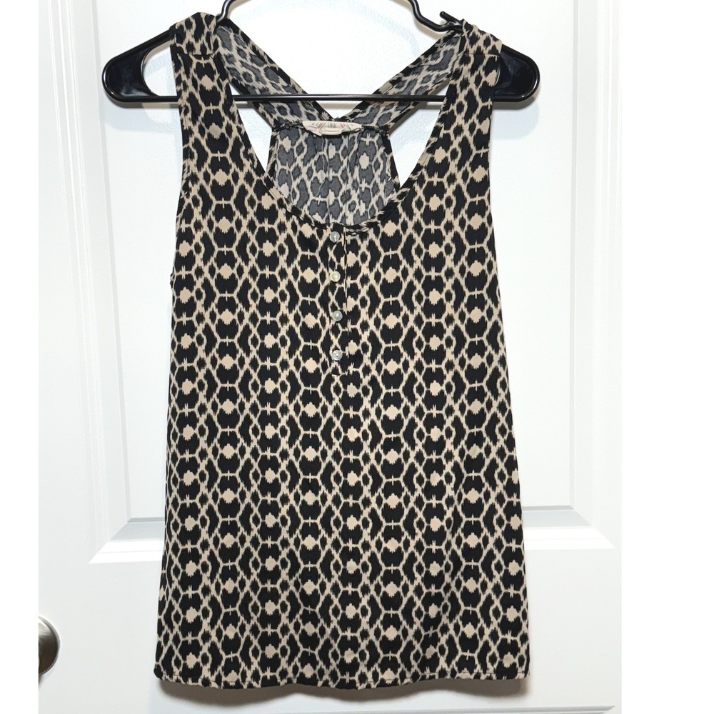 Pink Rose Leopard Print Racerback‎ Tank Top Women's Large Button Front Casual